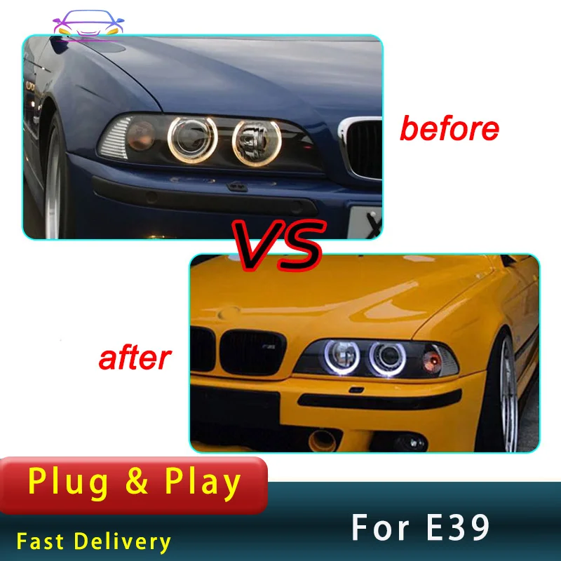 Car Headlight  For BMW E39 1995-2003 520 525 528 530 535  Upgrade New Design LED  Lens DRL Steame Turn Signal Head Lamp Accembly