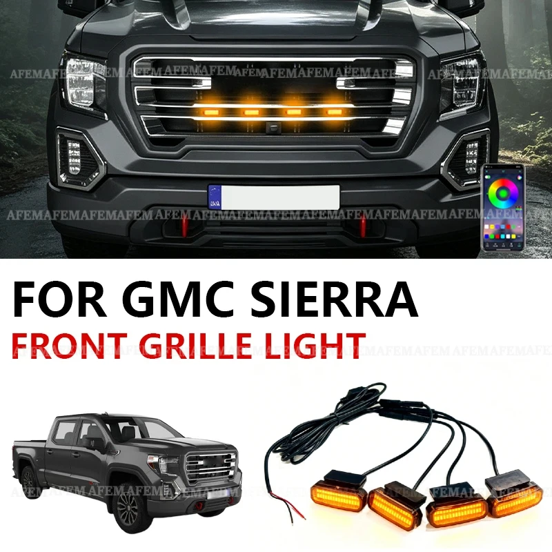 FOR GMC SIERRA Specialized Center Grid Small Yellow Light Front Grille Lights Daytime Running Warning Light