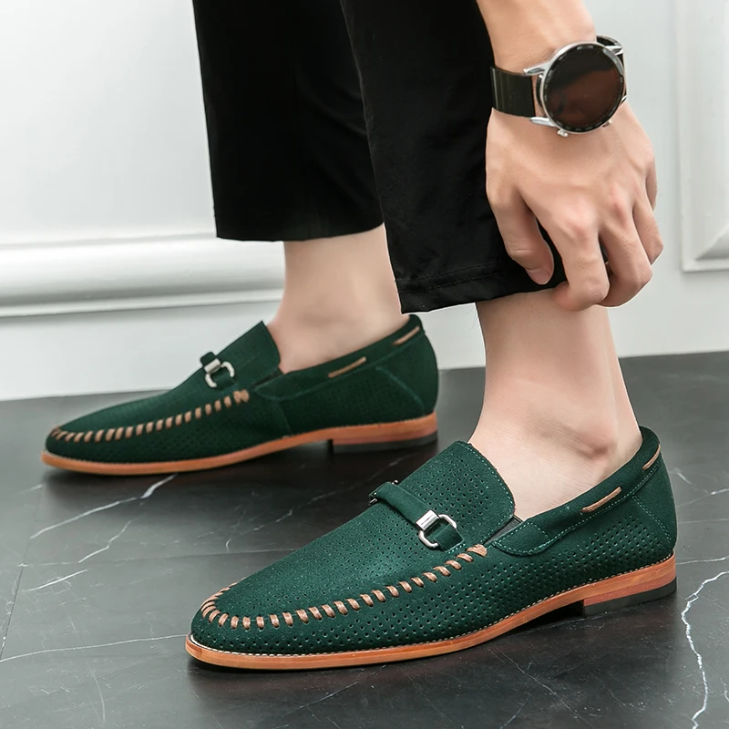 

Retro Men Leisure Leather Shoes Male Comfortable Simple Summer Perforated Lefu Shoes Casual Leather Shoes Fashion Leather Shoes