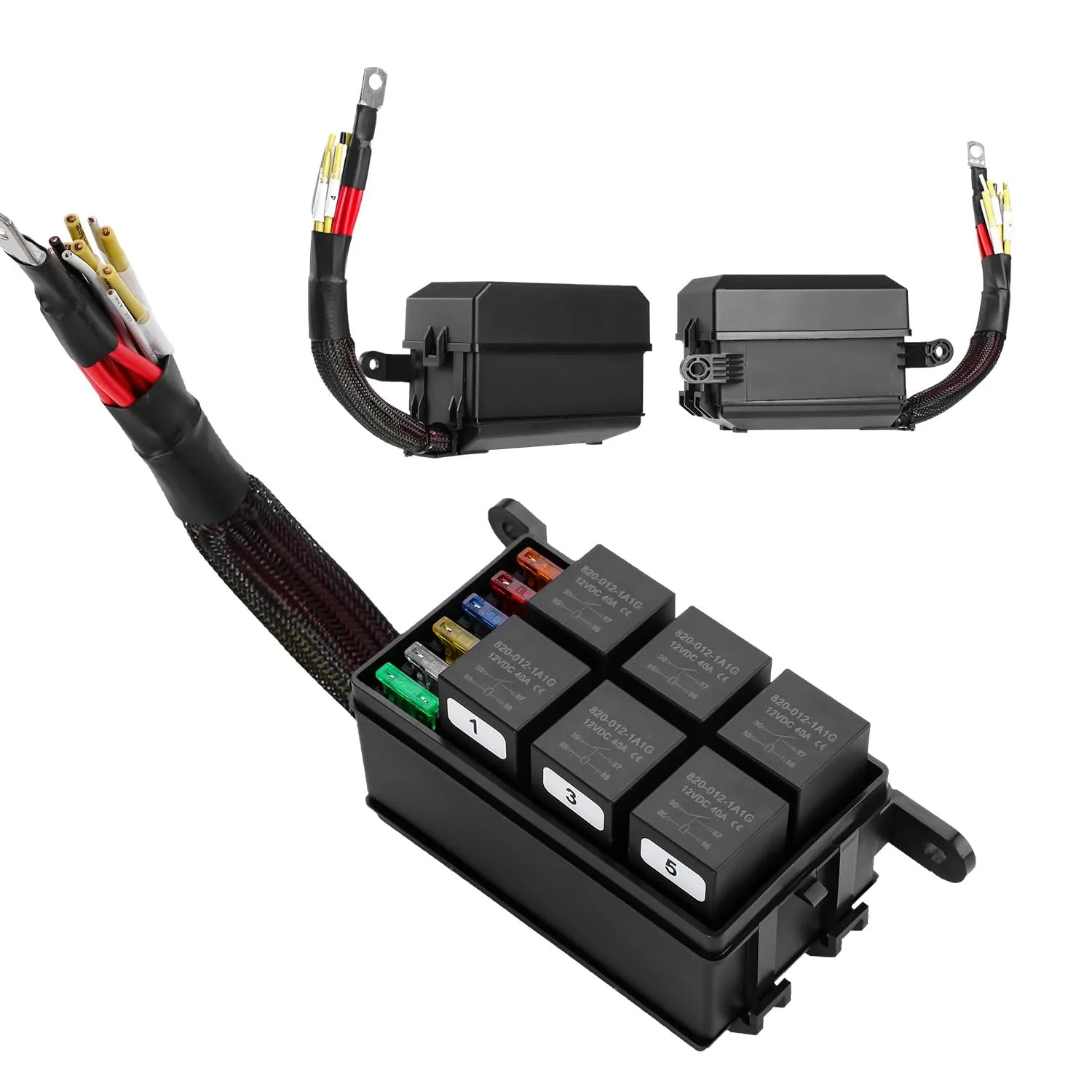 

GEYA 12V Fuse Relay Box Pre-Wired Fuse Relays Block Kit 6X4 Pin 40A Universal Relay 6 Slot ATC/ATO Fuse Holder Car Truck Boat RV