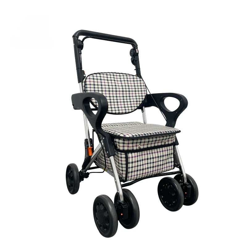 

Foldable elderly walker shopping stroller with seat for elderly