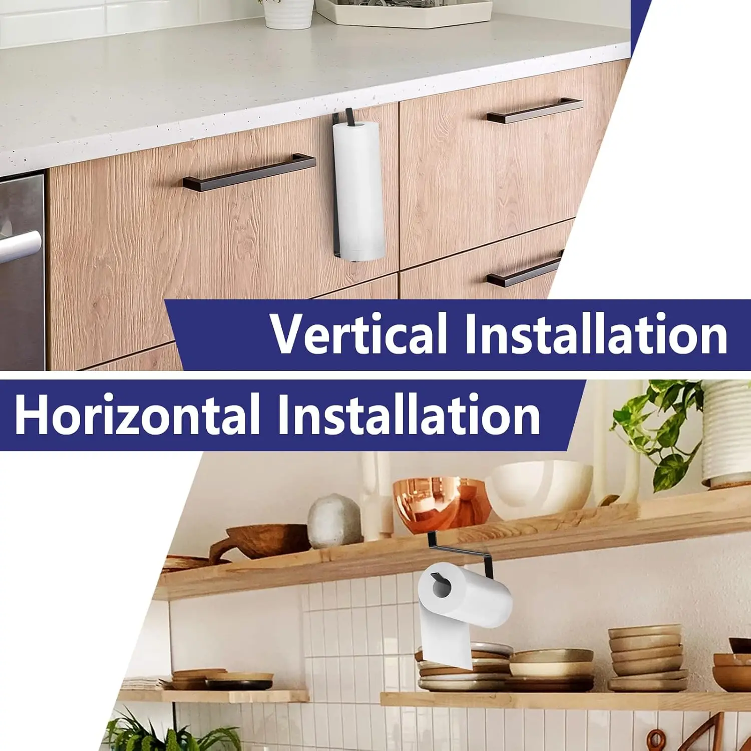 Paper Roll Holder Paper Towel Holder Cabinet Hanging Kitchen Roll Hanger Dispenser Storage Rack Towel 1pcs image 4