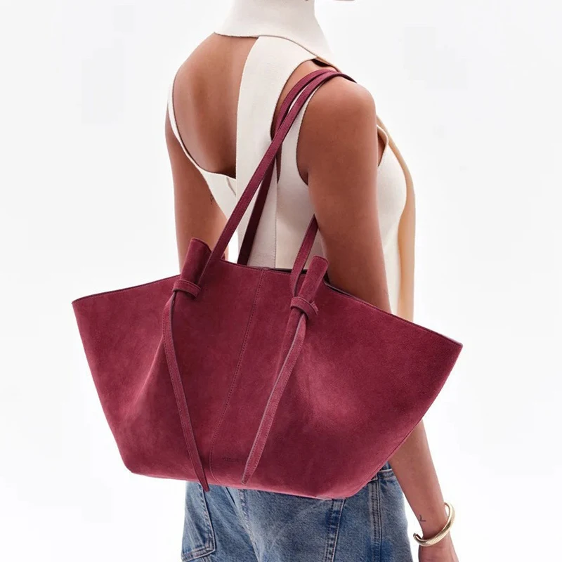 Women Stylish Suede Leather Tote Bags Lady Luxury Designer Solid Handbags Female High Quality Large Capacity Shoulder Bags