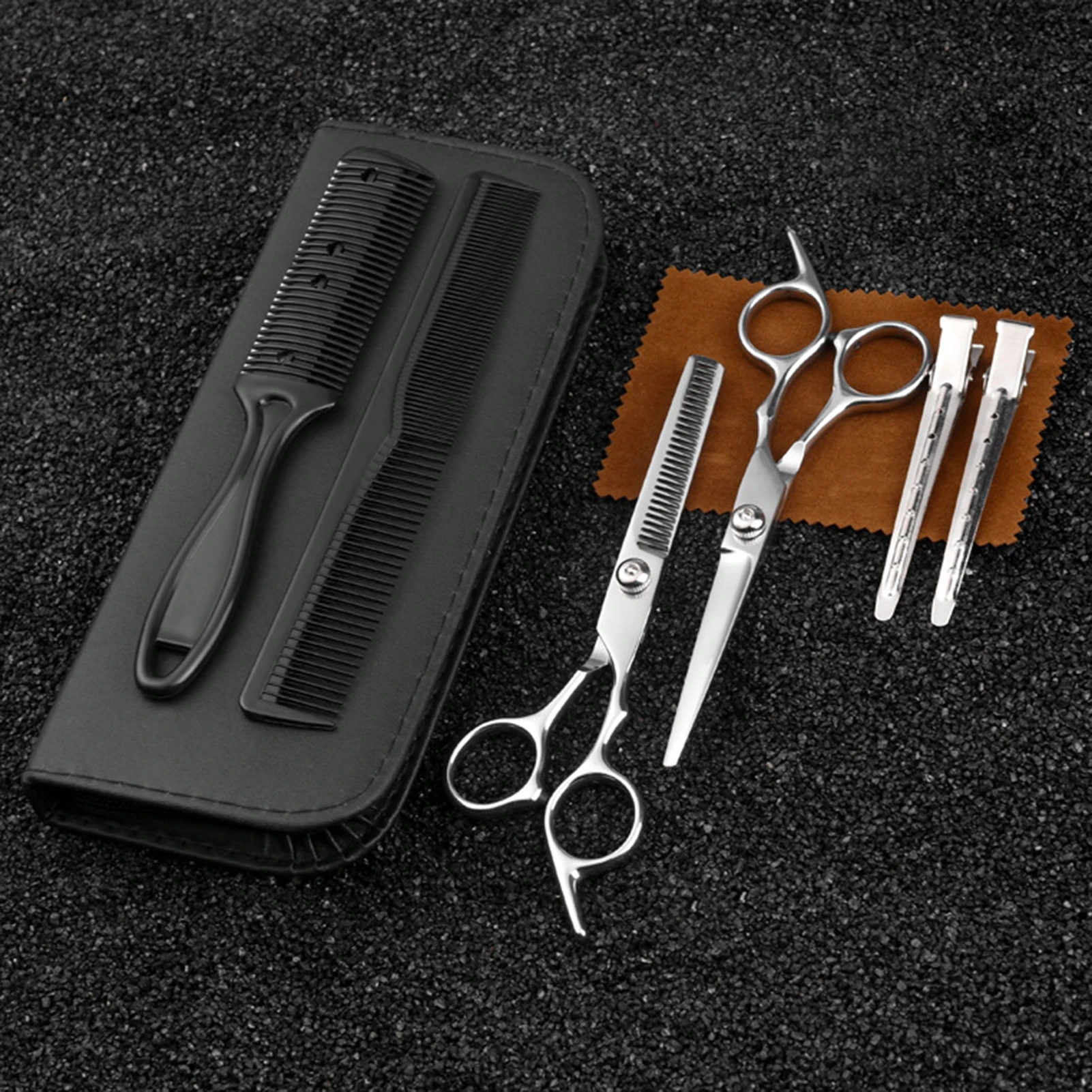 10Pcs Hair Scissors Stainless Steel Hairdressing Scissors Tools Set Flat Tooth Scissors High Hardness Sharp Cutting Thinning