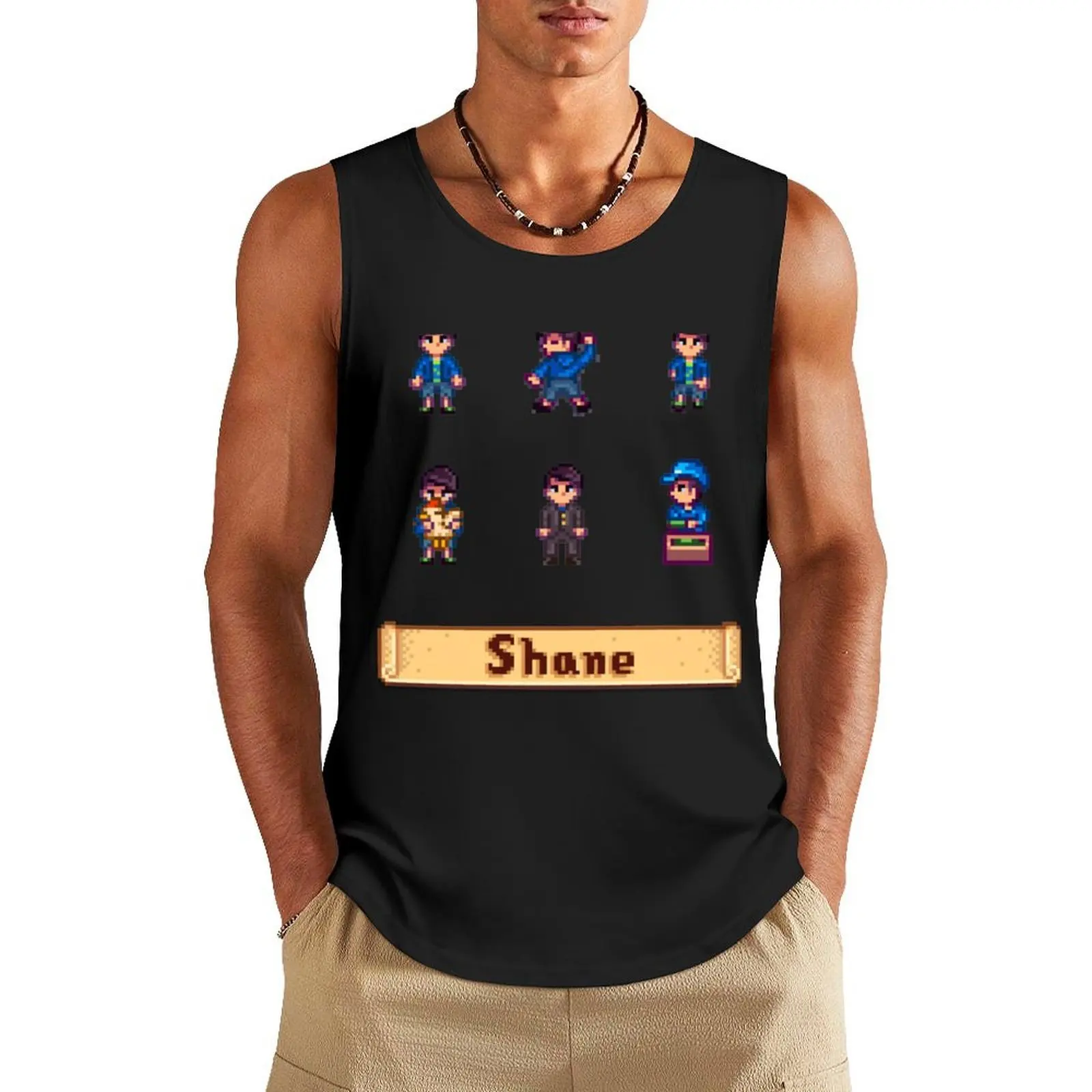 

Stardew Valley Sprites - Shane Tank Top Men's gym articles mens designer clothes Men's cotton t-shirt basketball