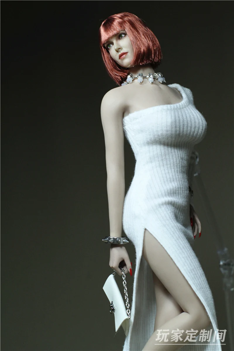 1/6 Scale Action Figure Doll Clothes Accessories White Long Dress For TBLeague Female Seamless Body Figures Model B0420