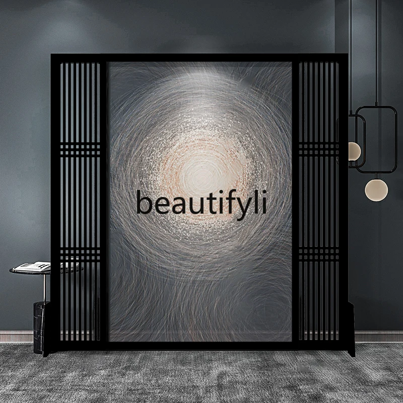 

Simple and modern solid wood grille screen partition living room entrance light luxury hotel clubhouse hall lobby screen