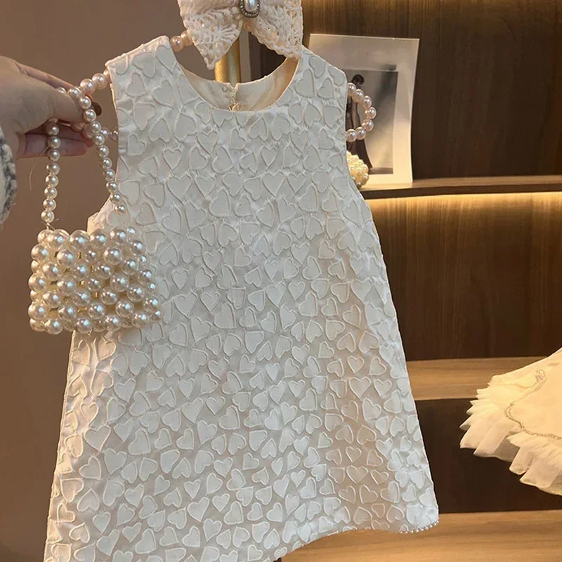 Robes classiques pour petites filles, coeur élégant, robe de soirée de mariage princesse, anniversaire, baptême, vêtements formels