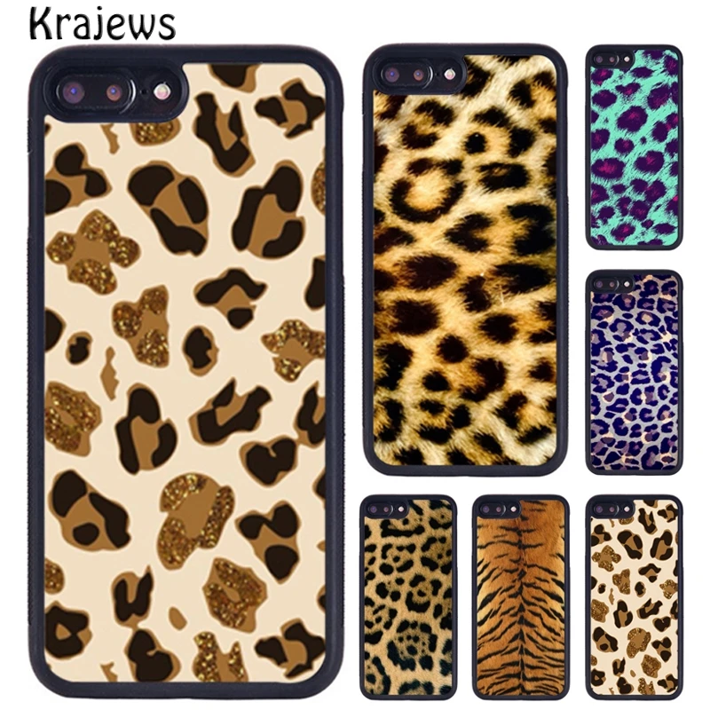 Krajews Leopard Tiger Fur Skin Print Phone Case For iPhone 16 15 14 XR XS 11 12 mini 13 Pro MAX Plus cover coque