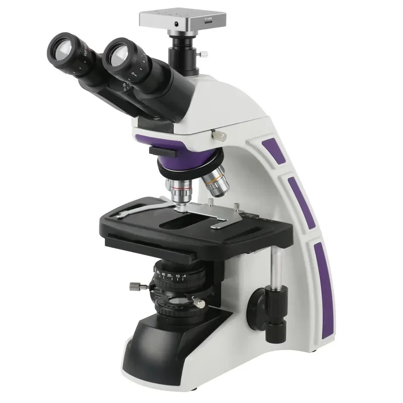 Microscopio biológico de investigación científica médica de laboratorio 1000X, microscopio Binocular Trinocular, sistema óptico de corrección acromática