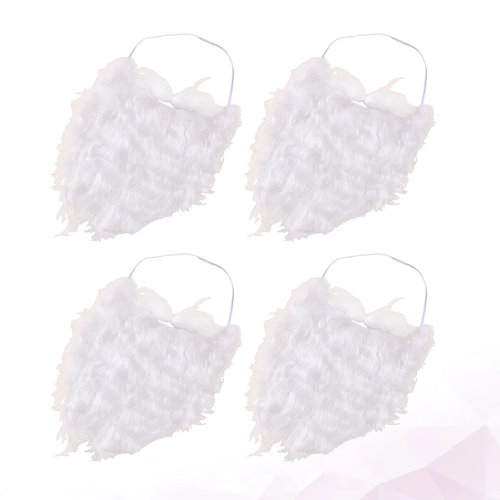 4-teiliges weißes Weihnachtsmann-Bart-lustiges Kostüm für Kinder, Weihnachten, Cosplay, realistische Gesichtshaar-Abschlussball-Dekoration