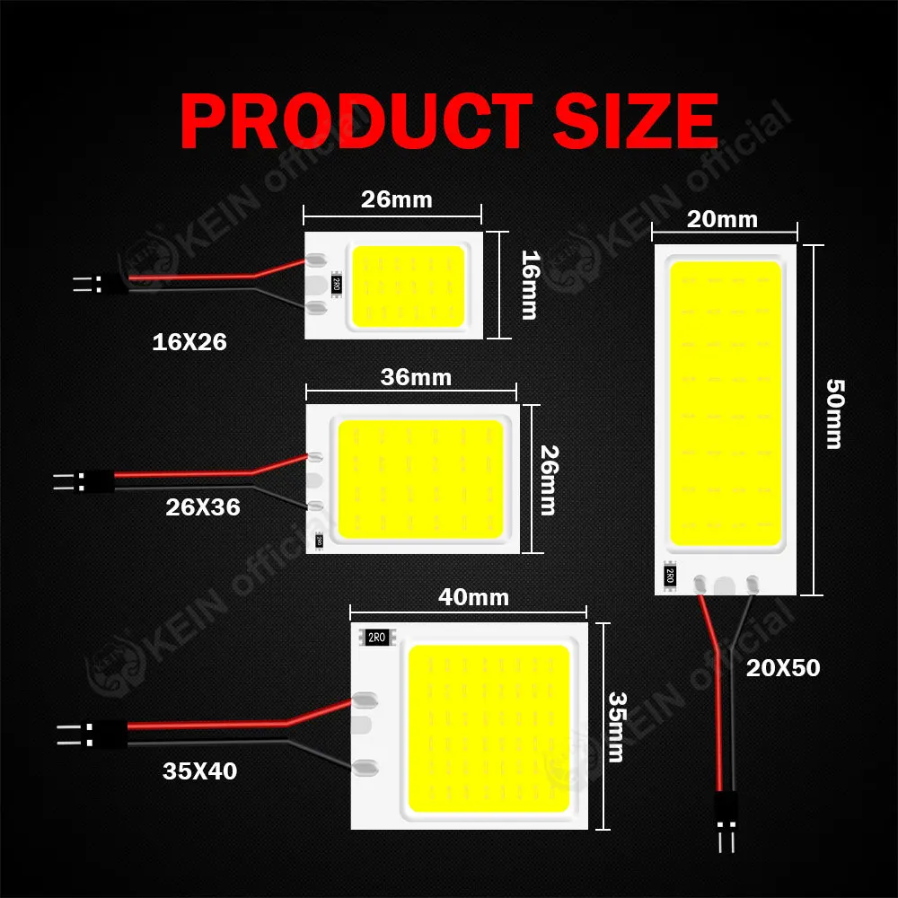 KEIN 10PCS COB Led Plate Panel Lamp Car Dome Reading Light Bulb