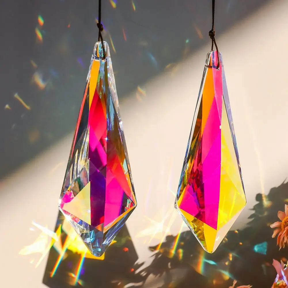 Colorful Crystal Suncatcher 120mm Long Glass Prism Sunshine Catcher Lighting Craft Festival Accessories for Garden Window