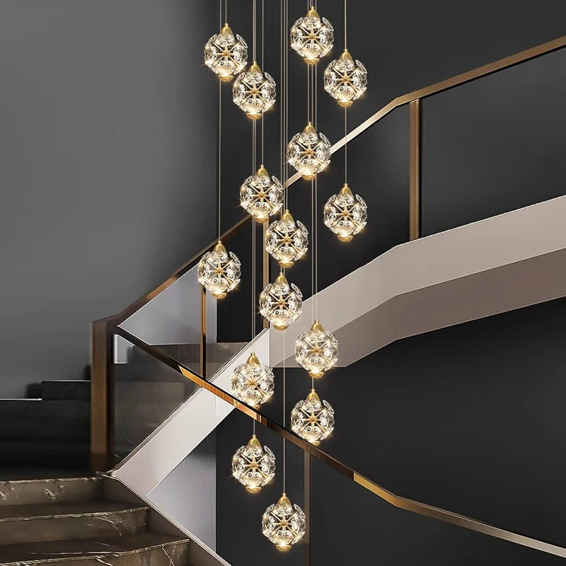 

Modern home decoration crystal chandelier, stair Pendant lamp, living room Pendant lights, interior lighting