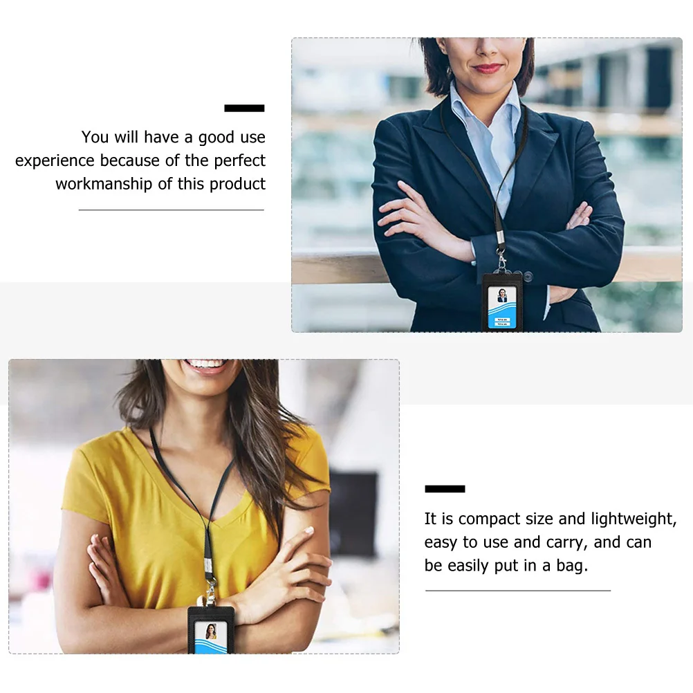 

1 set Id Cards Holder Lanyard Portable Multi-Function Pu Lightweight Compact Design For Students Work Badges Accessories Id Tag