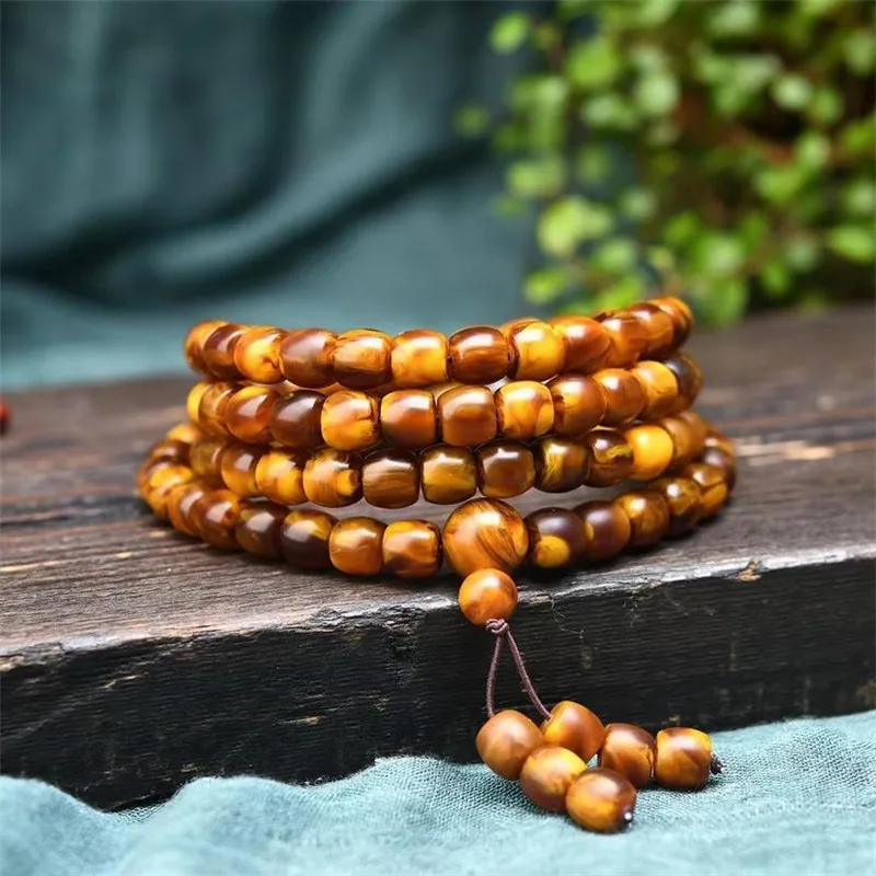 

8*9MM Natural Butter Amber 108 Beads Mala Bracelet Men Women Jewelry Accessories Baltic Ambers Lucky Amulet Bracelets Bangles