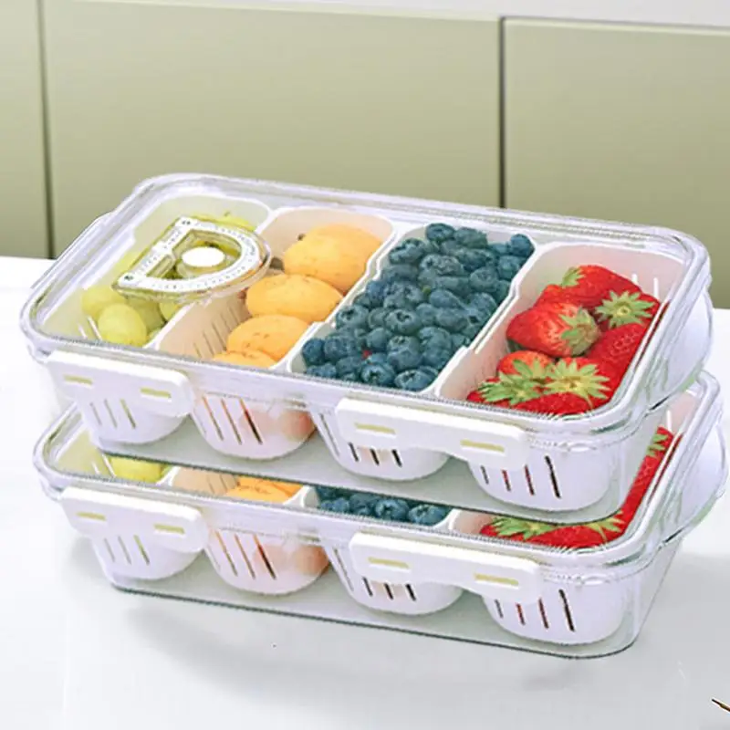 

Refrigerator Storage Box Fridge Organizer Fresh Vegetable Fruit Boxes Drain Basket Storage Containers Pantry Kitchen Organizer