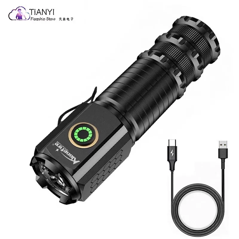 Multifunctional strong light outdoor waterproof night white light fixed focus with magnetic 18650 lithium battery flashlight