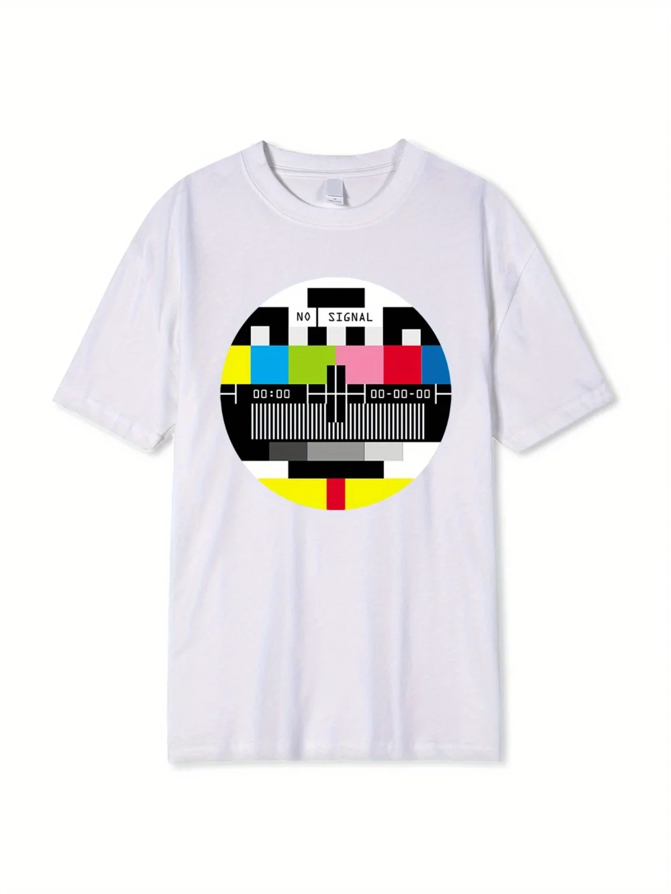 Men's Large-Sized T-Shirt - Signal-Free Hip-Hop Streetwear Top & T-Shirt - Unique Geometric Short-Sleeved Summer T-Shirt