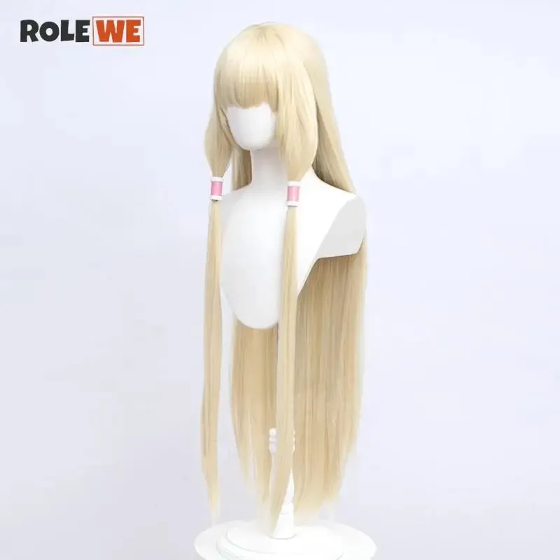 New! Anime Chobits Chi Cosplay Wig 100cm Long Straight Light Golden Wig Chobits Chi Heat Resistant Fibre Wigs + Wig Cap