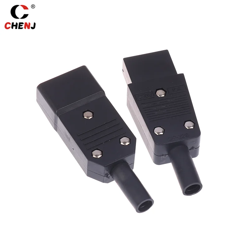 16A 250V Black IEC Straight Cable Plug Connector C13 C14 Female Male Plug Rewirable Power Connector 3 Pin AC Socket