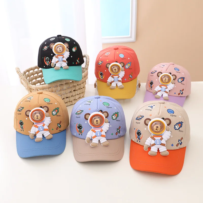 Cartoon Toddler Baby Boy Girl Baseball Caps Space Bear Astronaut Hats New Children Cap Fashion Adjustable Boy Girl Snapback Hat