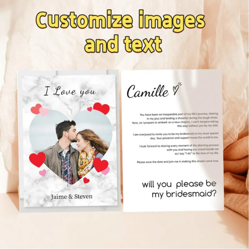 Personalisierte Grußkarten mit Bildern und Text, mit individuellem 'ICH LIEBE DICH' - Perfekt für Hochzeiten, Jahrestage, Geburtstage