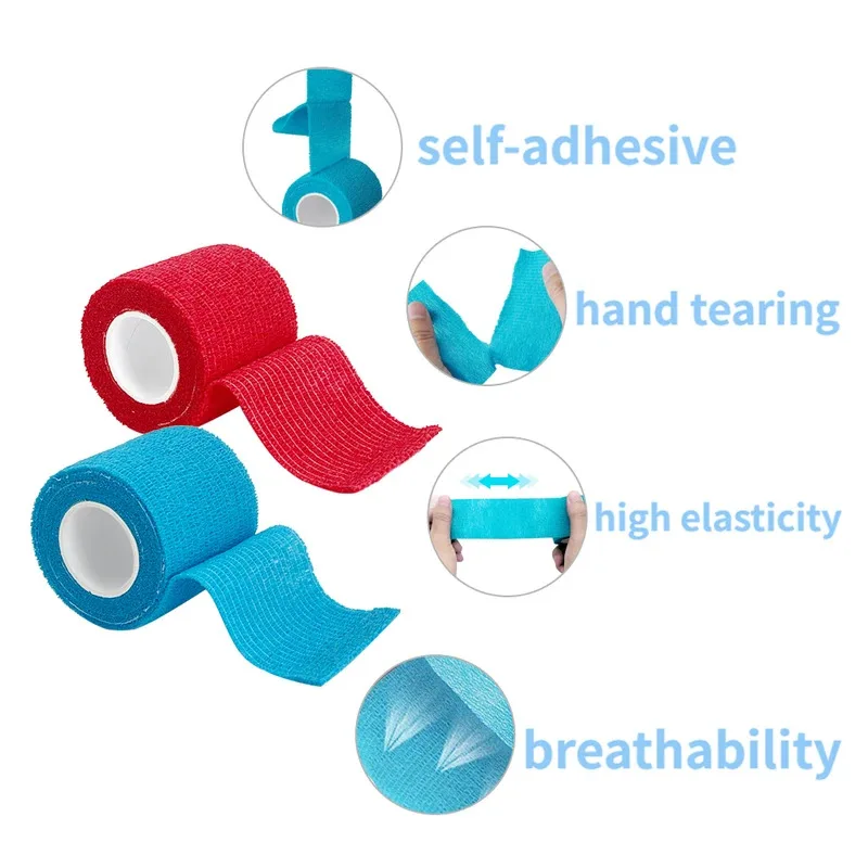 1/6/10pcs 4.8m Colorful Self Adhesive Elastic Bandage Tom's Hug Sports Knee Finger Ankle Palm Shoulder Athletic Wrap Tape Bands