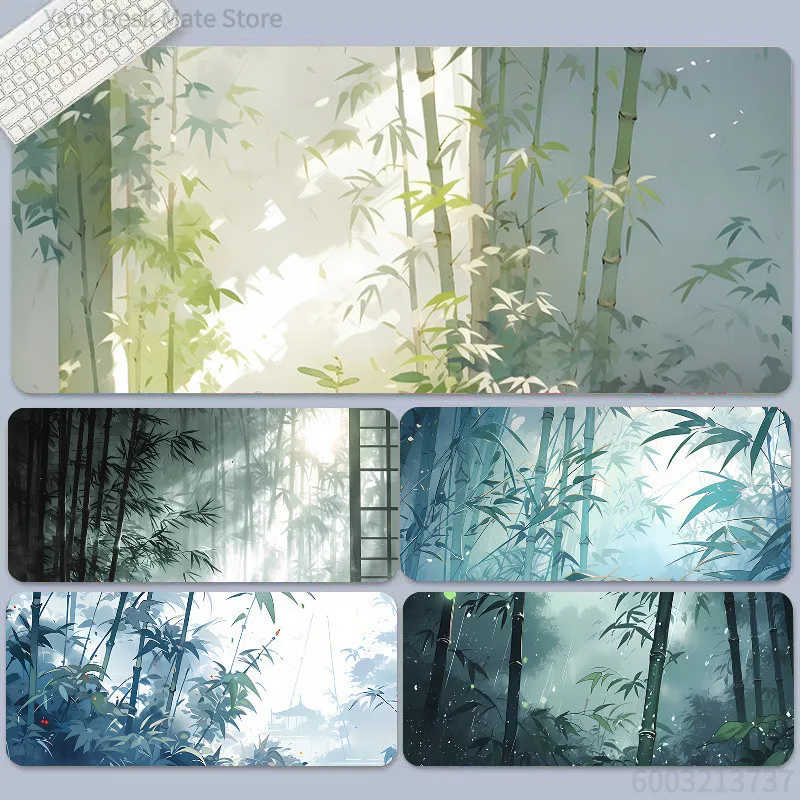 Ancient Style Ink Bamboo Mouse Pad Oversized Computer Desk Table Mat Keyboard Pad