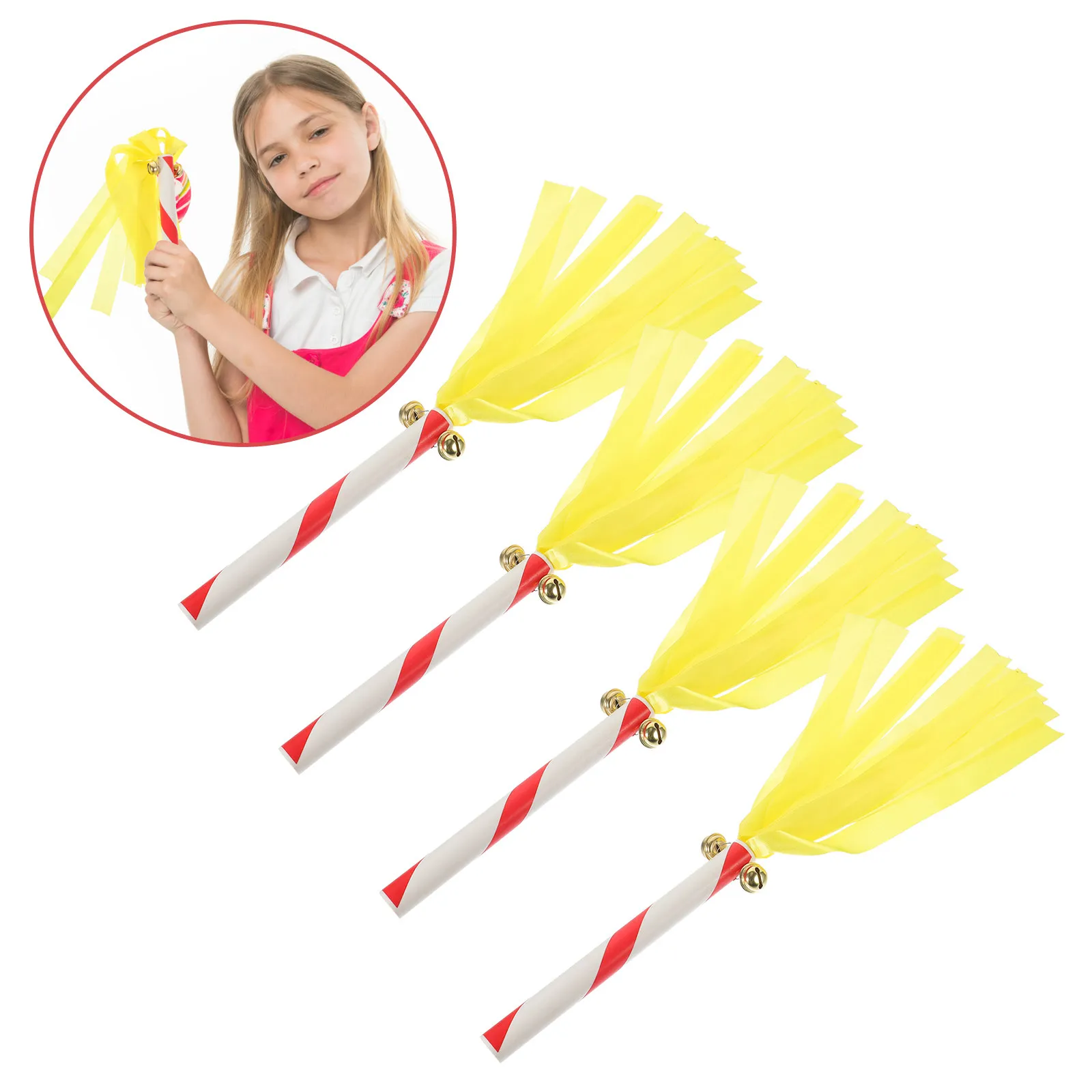 4Pcs Cheerleading Pompom Sticks Bright PVC Lightweight Thunder Sticks for Sports Dance Party Kindergarten Race Noise Maker Party