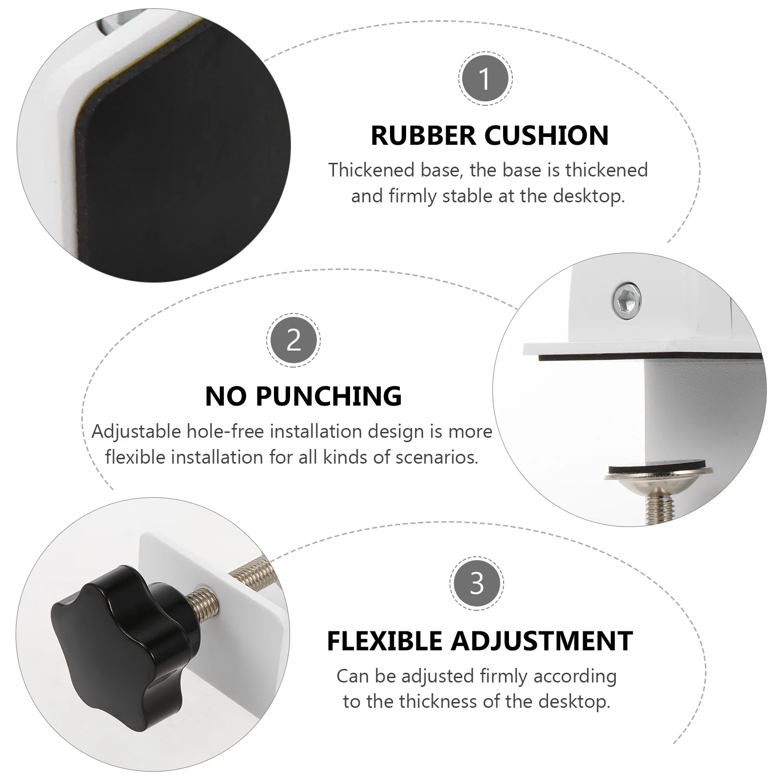 

Desktop Partition Clip Thickened Base Aluminum Alloy Wear Resistant Rust Proof Hole Free Installation for Office Home Computer