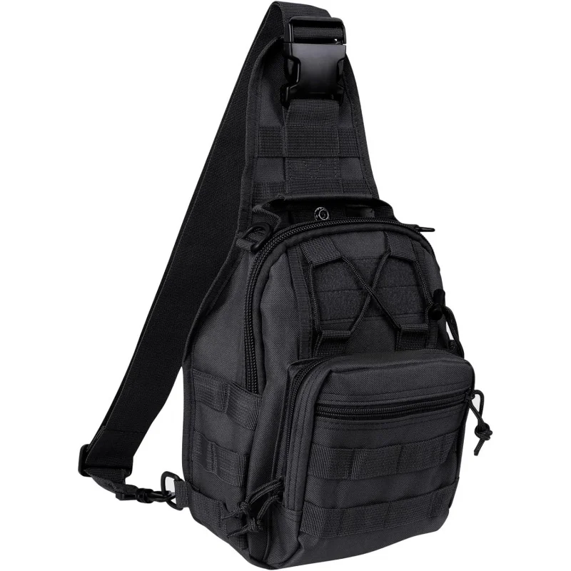 Tactical Sling Bag MOLLE Shoulder Chest Pack Water Resistant Crossbody EDC Backpack for Hiking Travel