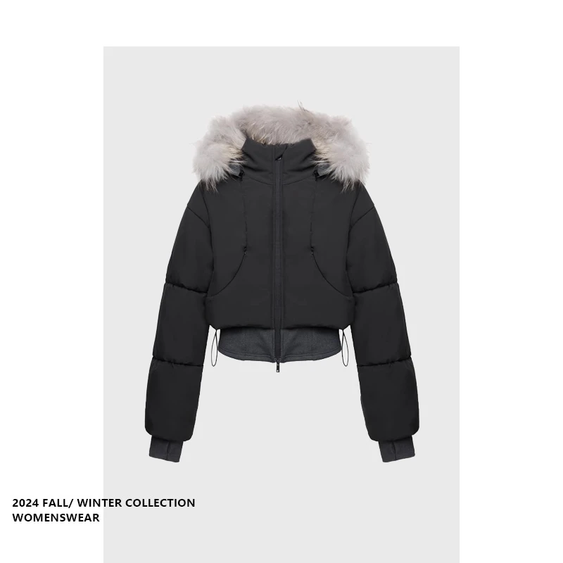 

Зимнее женское пальто Forever 2 с меховым воротником, приталенный силуэт, хлопковая куртка, простой дизайн, для повседневной носки, длинный рукав