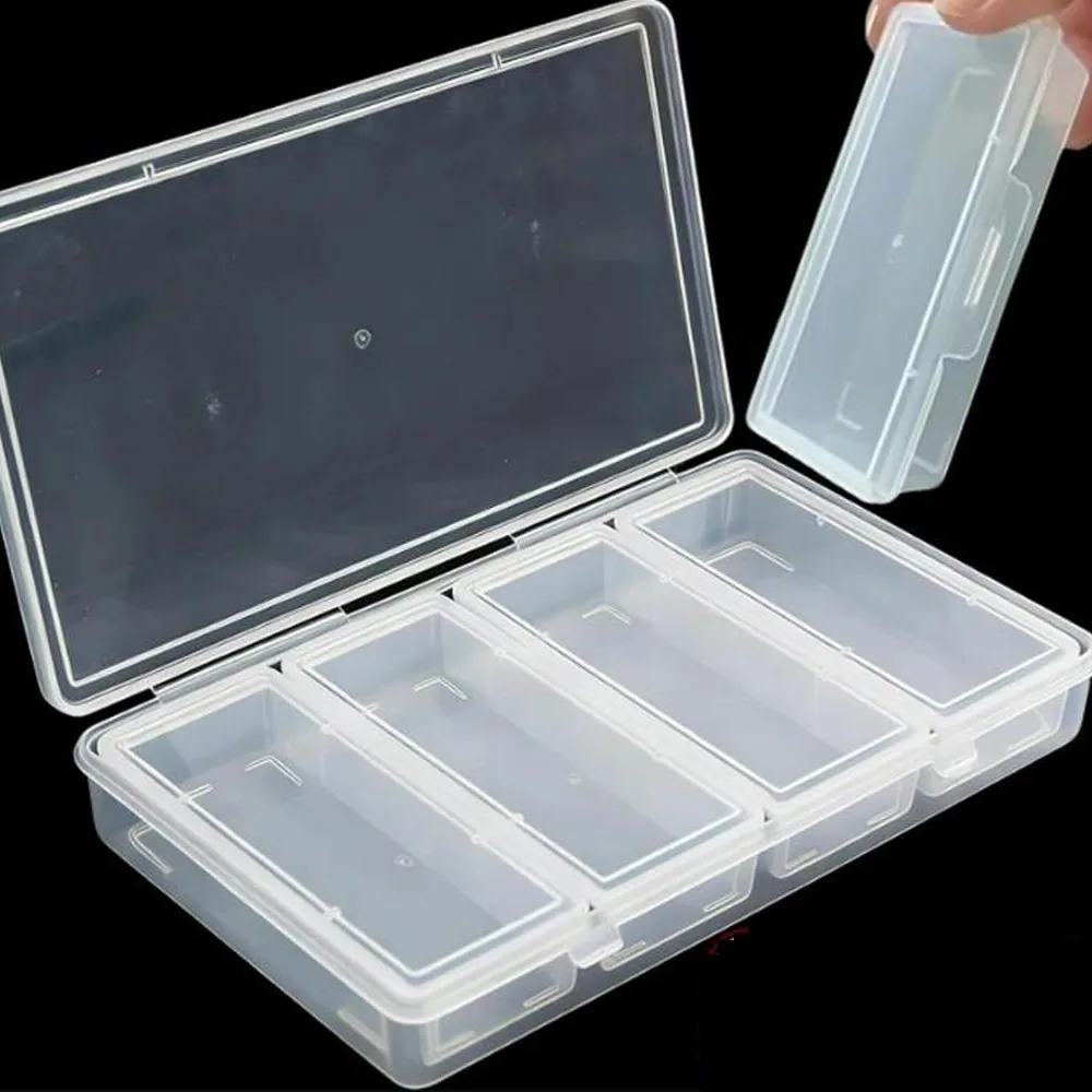 4 Separate Small Boxes Inside – Clear Plastic Storage Organizer Container for Craft & Sewing Supplies