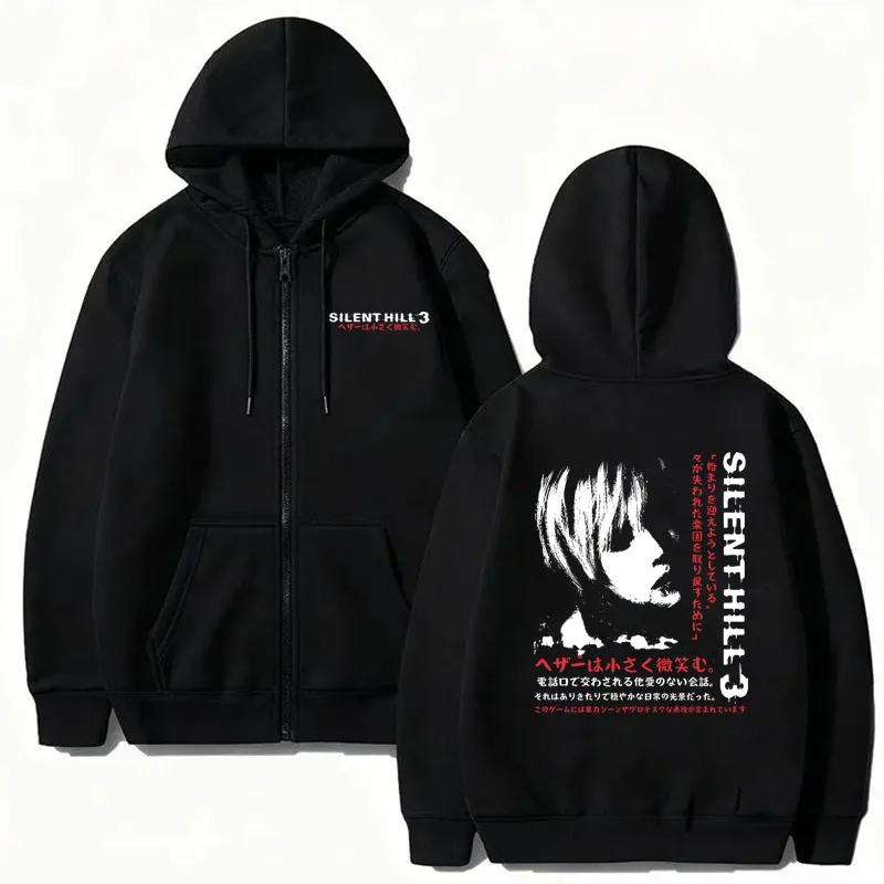 Silent Hill Game Print Reißverschluss-Hoodies für Damen und Herren, Herbst-Winter, lässig, hochwertige Mode, Y2K Reißverschluss-Pullover, Sweatshirts – Detail 5