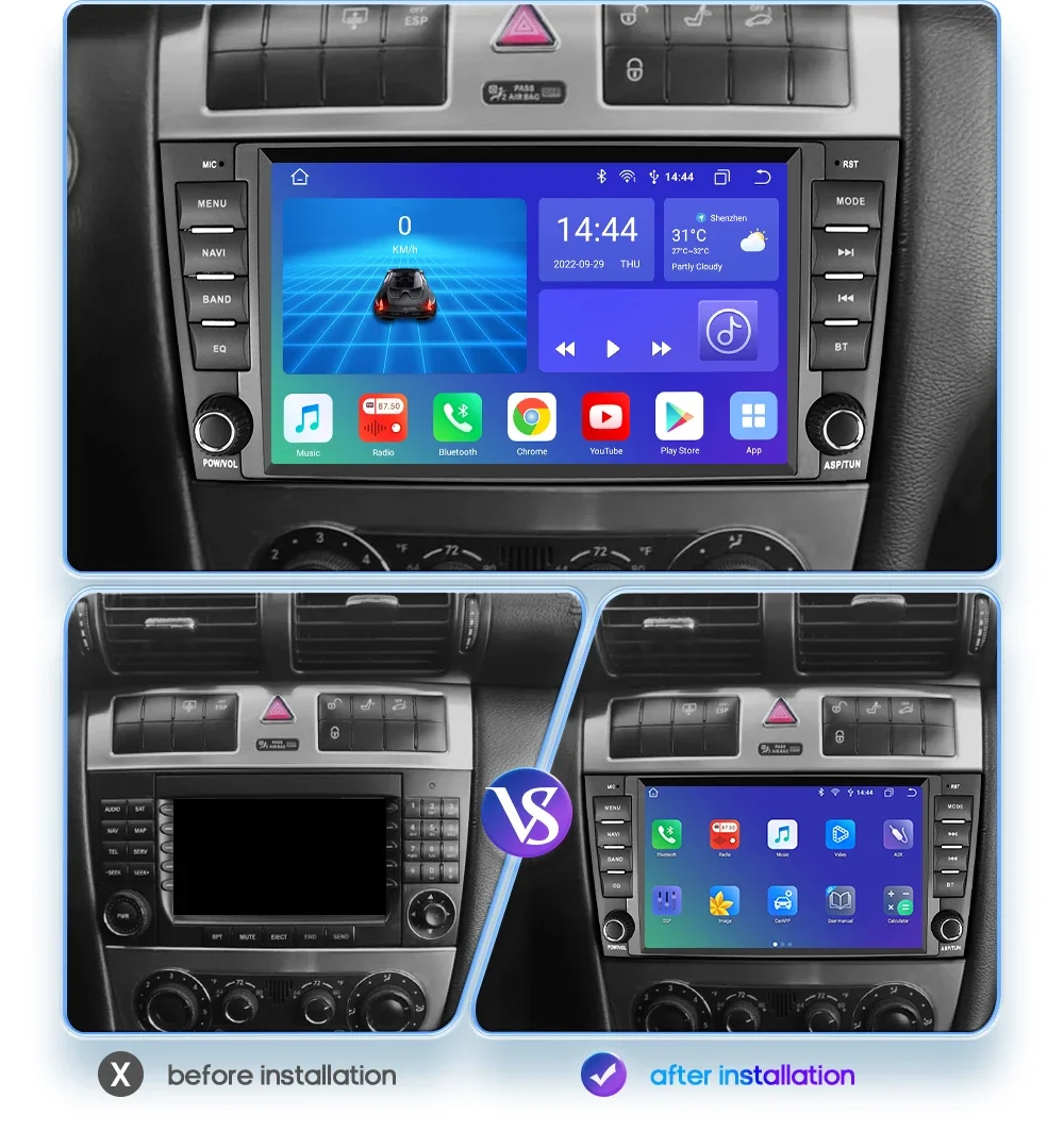 AI Carplay Android Car Radio For Mercedes-Benz C-Class W203 C200 C300 W209 CLK200 AMG 2Din Car Multimidia Player Navi GPS 786