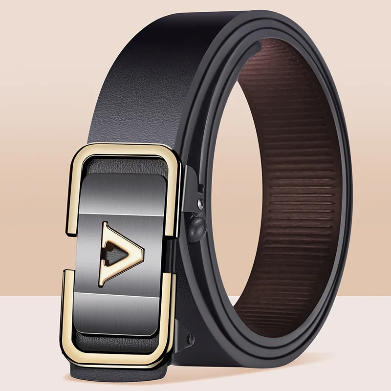 Новый модный мужской ремень беззубик с автоматической пряжкой, ремень из сплава с надписью для деловой моды, мужской ремень высокого качества