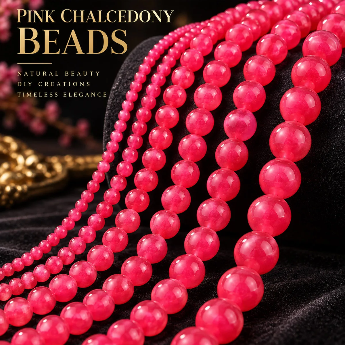 4-10mm 18pcs Stone Half Strand Rose Red Chalcedony  Spacer Loose Beads For Jewelry Making DIY Bracelets Necklace Accessories