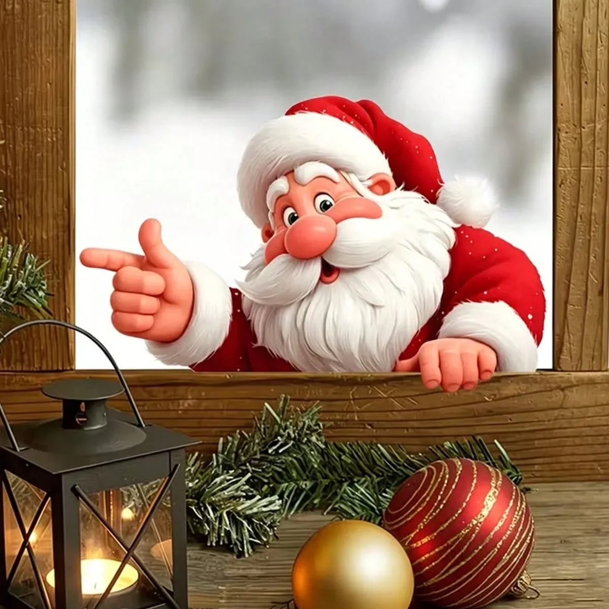 Christmas Santa Peeking Car Window Decal Cute Xmas Vehicle Sticker Festive Atmosphere Auto Decor Accessories