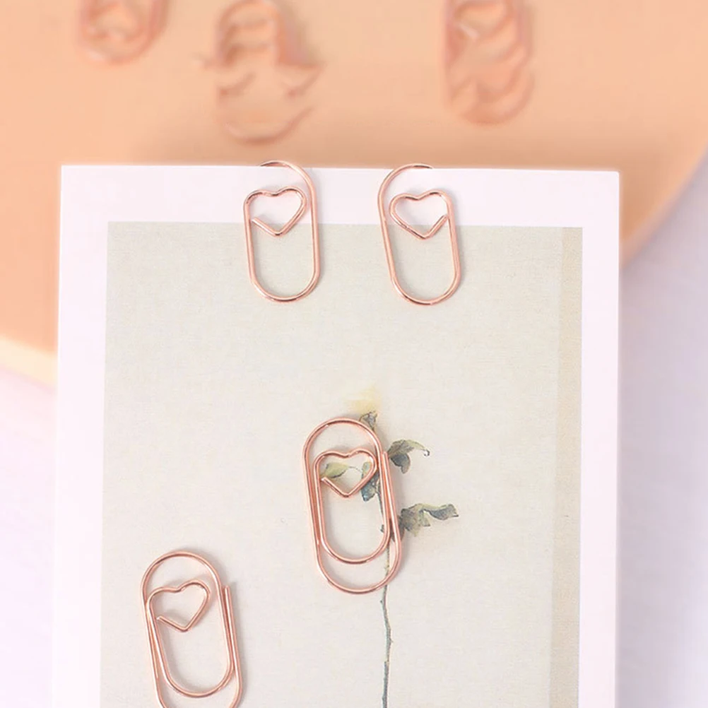 

200pcs Metal Paper Clips Cute Heart Shaped Office Supplies Carbon Steel Wire For Document Organization Gifts
