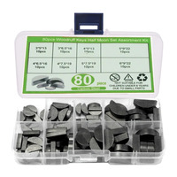 80PCS Carbon Steel Key Assortment Set Metric Half Moon Shaft Drive Fasteners Mechanical Industry Woodruff Keys Half Moon Set