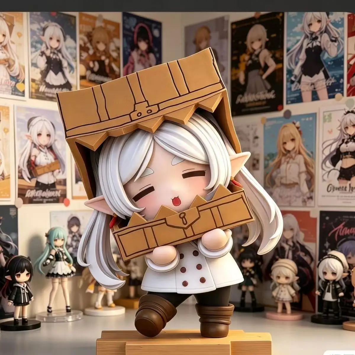 Figura de Frieren de Frieren: Beyond Journey's End, Versión Q, Cabeza de Cartón, Pintura Completa por Pulverización, Modelo Coleccionable de Anime