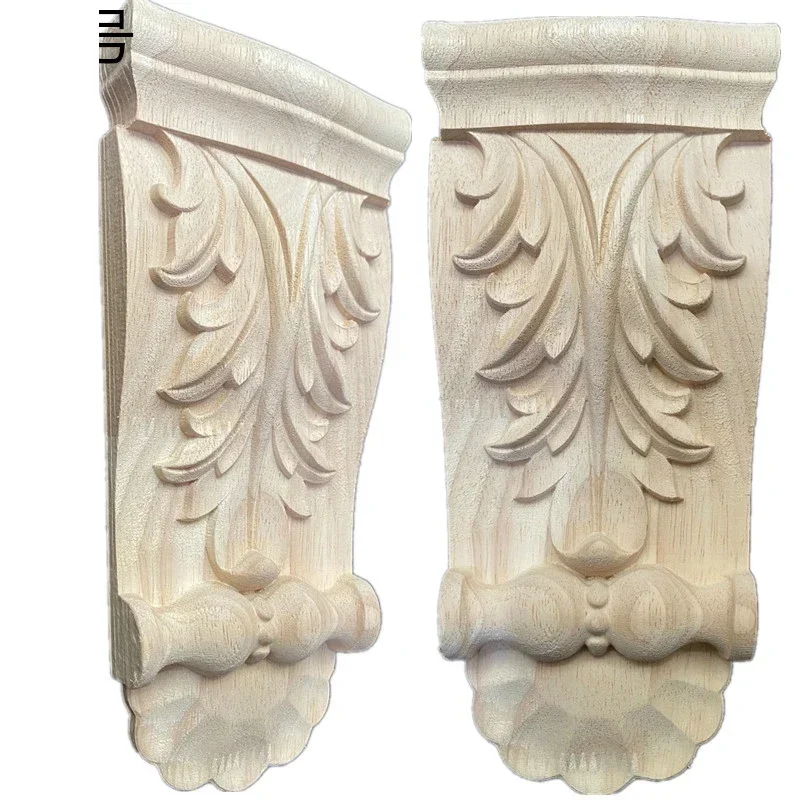 Retro Vintage Wood Carved Onlay Applique Carpenter Frame Decal Furniture Decoration Wooden Craft Decorative Gate Flower Ornament