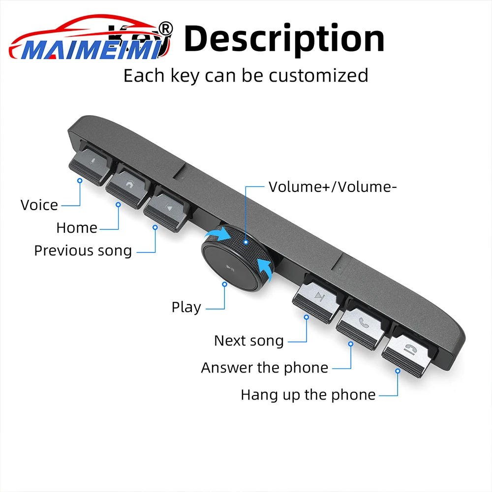 Multi-function Key Button Physical Gear Shift Knob Rotating LCD Display Center Control Wireless Connection