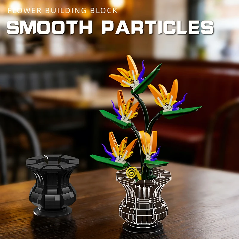13117 Simulated Bird of Paradise Flower Plant Series Building Blocks Set Home Bouquet Ornament Assembly Toy Kids Birthday Gift view 2