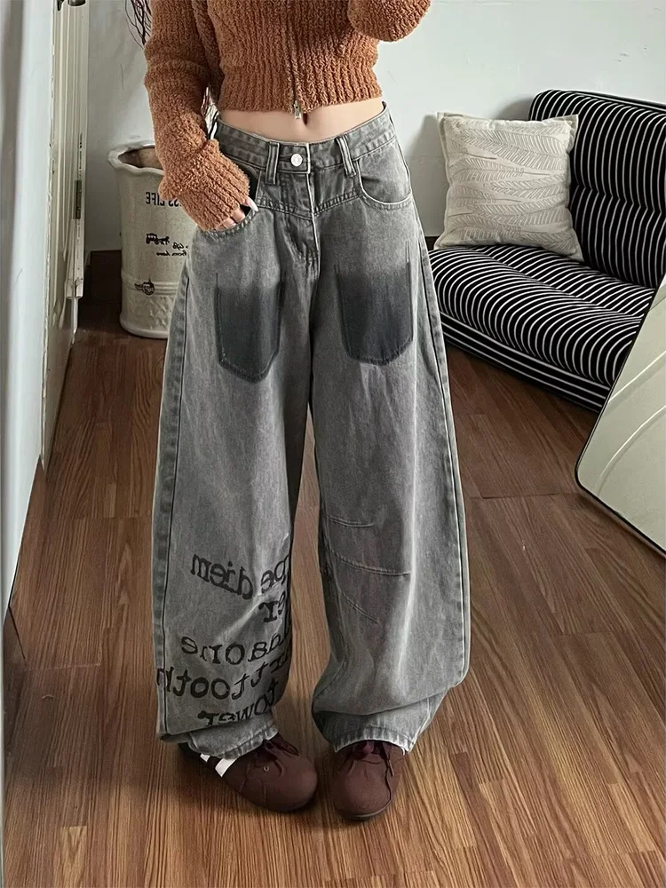 

American Design Wide Leg Men's Jeans High Street Loose Fit Slimming Versatile Winter Faion Casual Wear Youth Culture