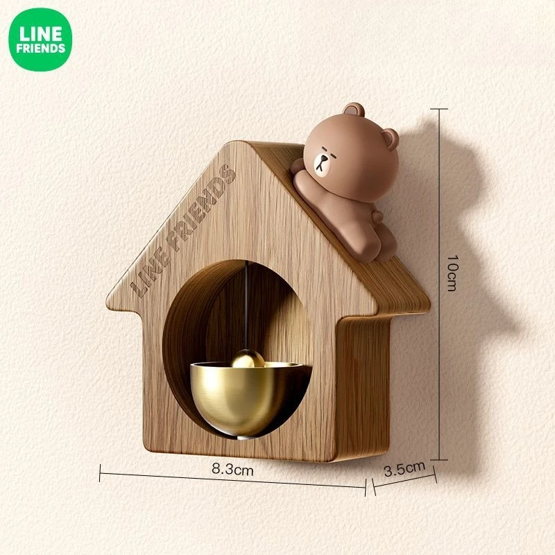 New Line Friends Brown Cony Doorbell Creative High-Value Anime Chibi Cartoon Doll Wind Chime Magnetic Entrance Door Decoration