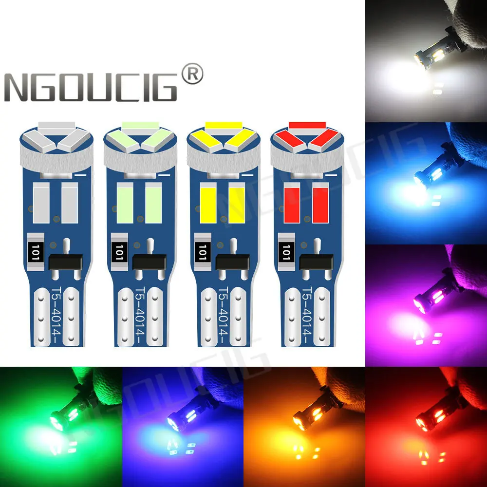 

NGOUCIG 8PCS Non Polar 7SMD T5 Led 74 Bulb W3W Indicator Instrument Dashboard Light Plate Panel Meter Warning Signal Lamp Car