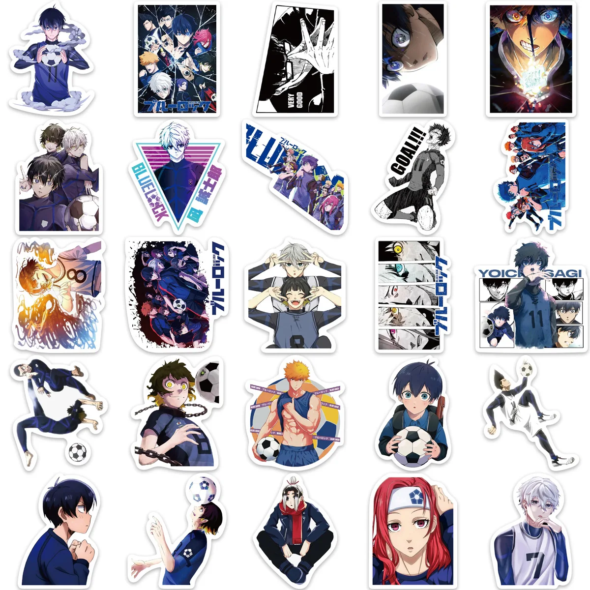 50pcs BLUE LOCK Football Anime Stickers Waterproof Graffiti Decals Phone Laptop Luggage Guitar Notebook Cartoon Stickers