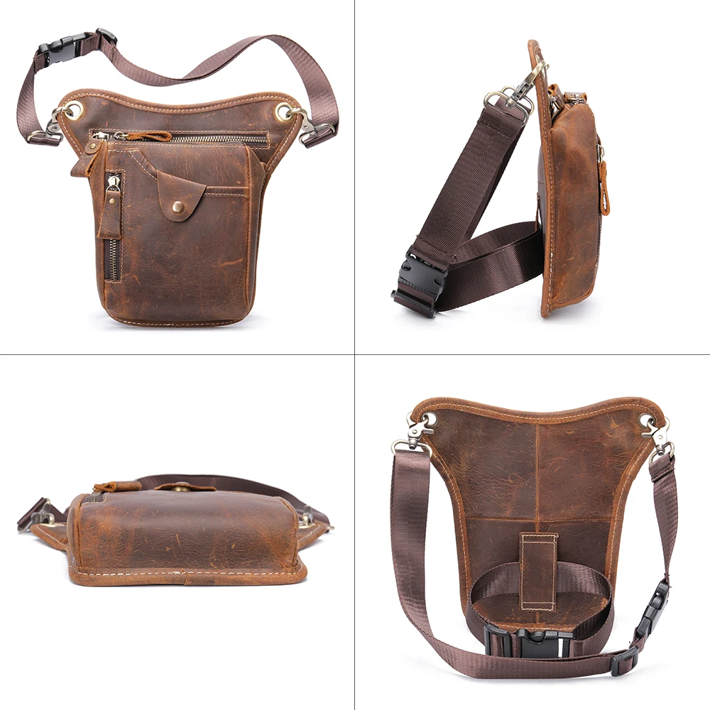 WESTAL Crazy Horse Leather Men Waist Pack for Phone Pouch Vintage Leg Bags Leather Men Shoulder Bags 9667